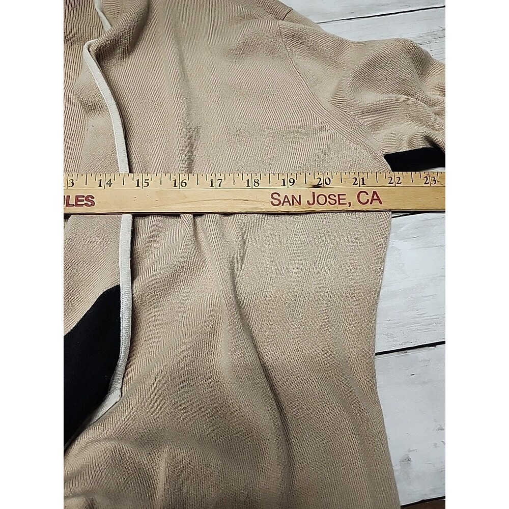 Saks Fifth Avenue Silk/Cashmere Cream/Black Open Front Cardigan Women Sz M - Picture 7 of 7